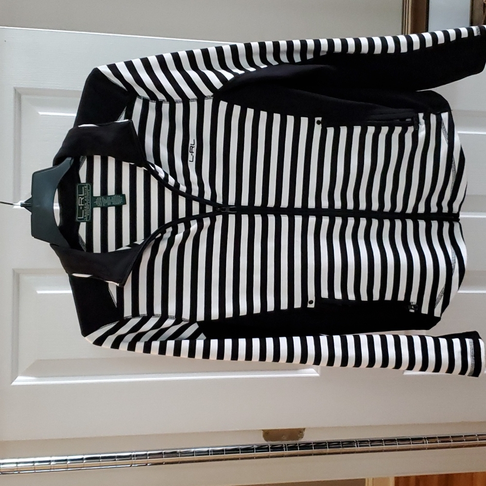 Ralph Lauren, LG, zip up top, black/white
